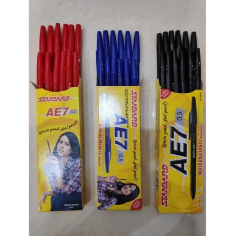 

Pulpen Standar AE7 warna HItam, Merah, BIru