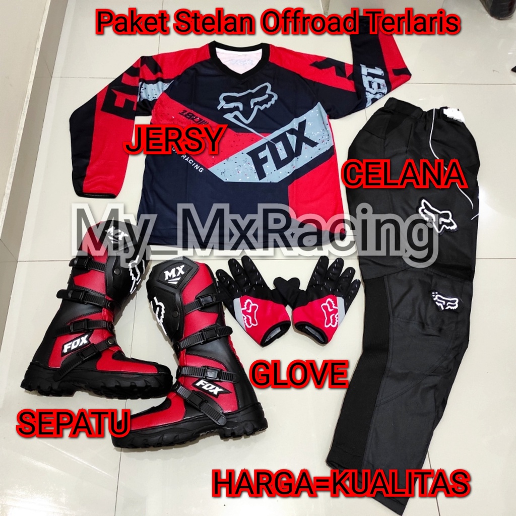 promo stelan offroad trail  FX 15 cross sepatu cross jerset trail celana cross tral bonus sarung tangan