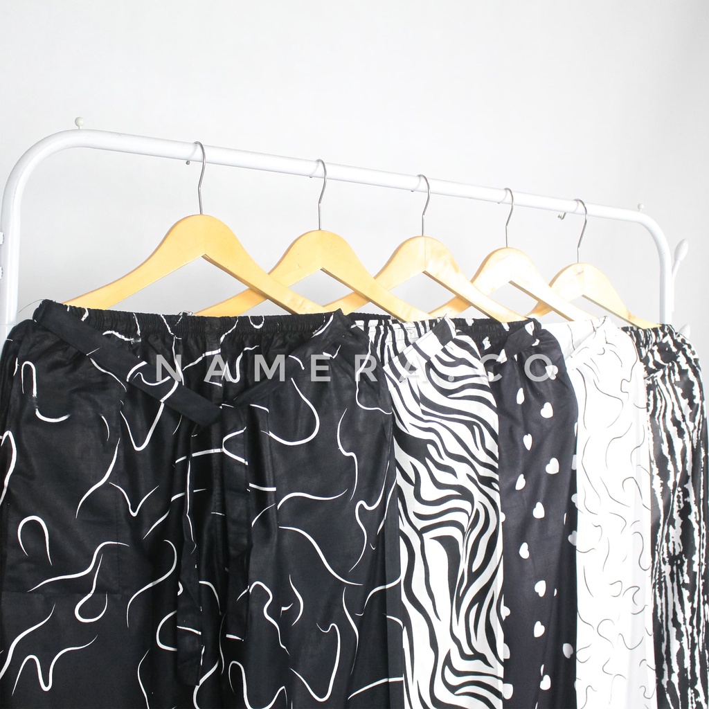 Celana Kulot Wanita Hitam Panjang Tie Dye / Vannesa / Love / Polos All Size