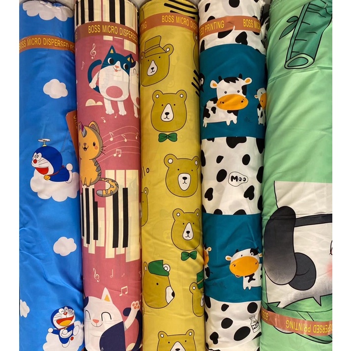 Kain Katun Polymicro/Disperse Karakter/ Kain Bahan Sprei Karakter Anak