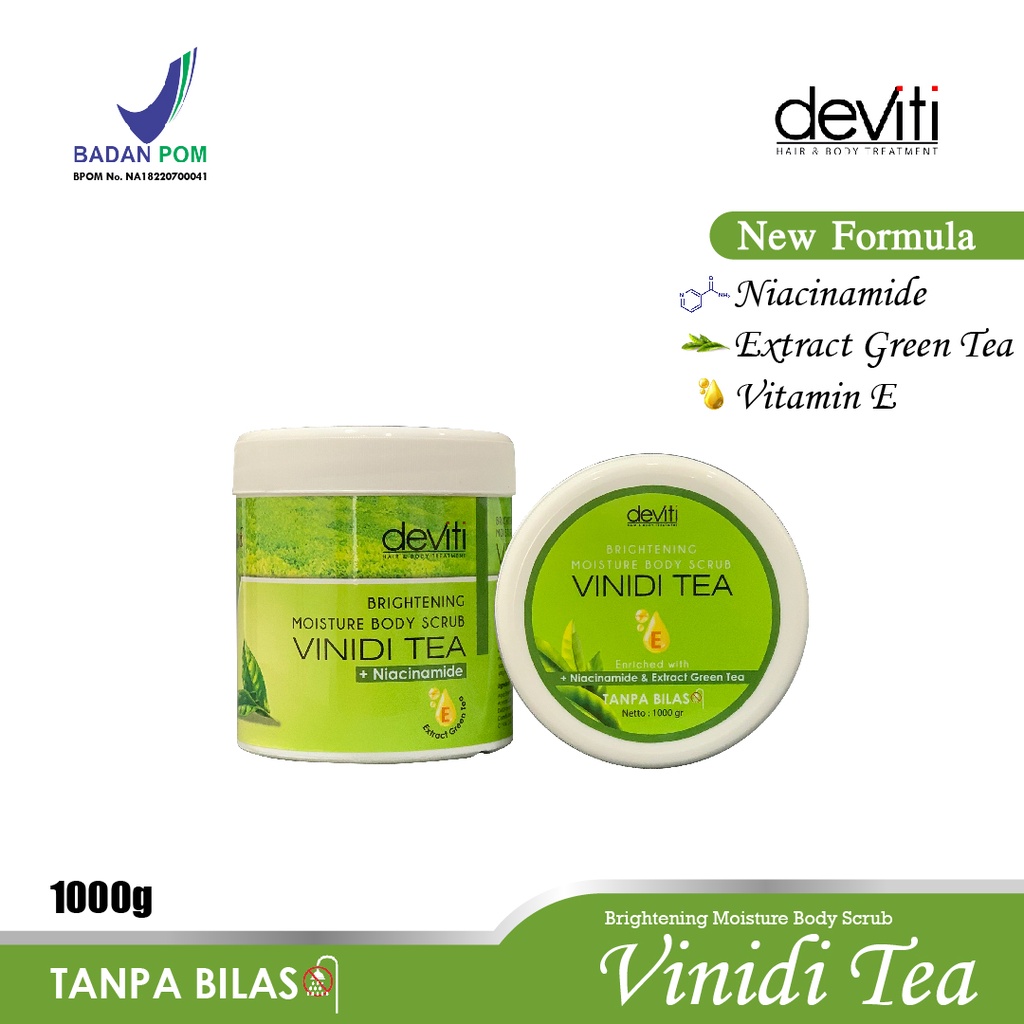 Deviti Moisture Body Scrub Vinidi Tea 1Kg Mencerahkan &amp; Merileksasi Kulit