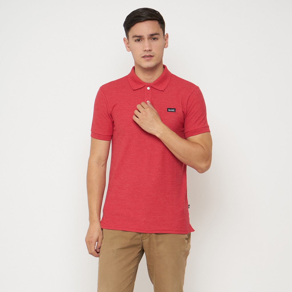 HOLD Polo Shirt Pria Kaos Kerah Premium Twotone Red Polos Basic Series Atasan Original Branded