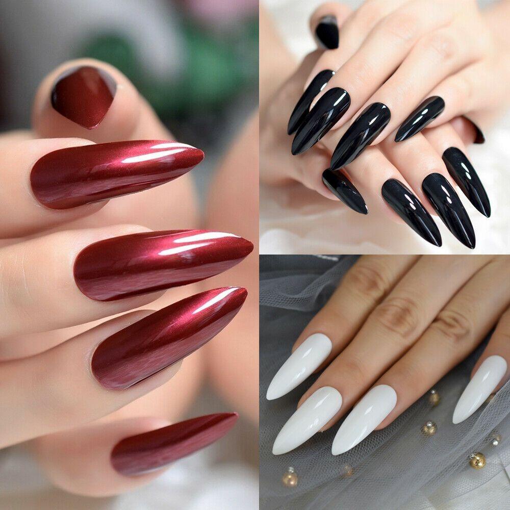 AUGUSTINA Agustina Alat Nail Art Akrilik Stiletto Peti Mati Extra Panjang Full Cover Paku Palsu Extension