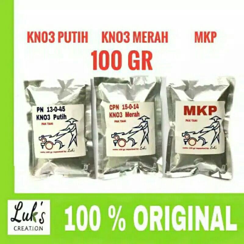 Pupuk KNO3 Putih - KNO3 Merah - MKP Pak Tani repack 100 gr