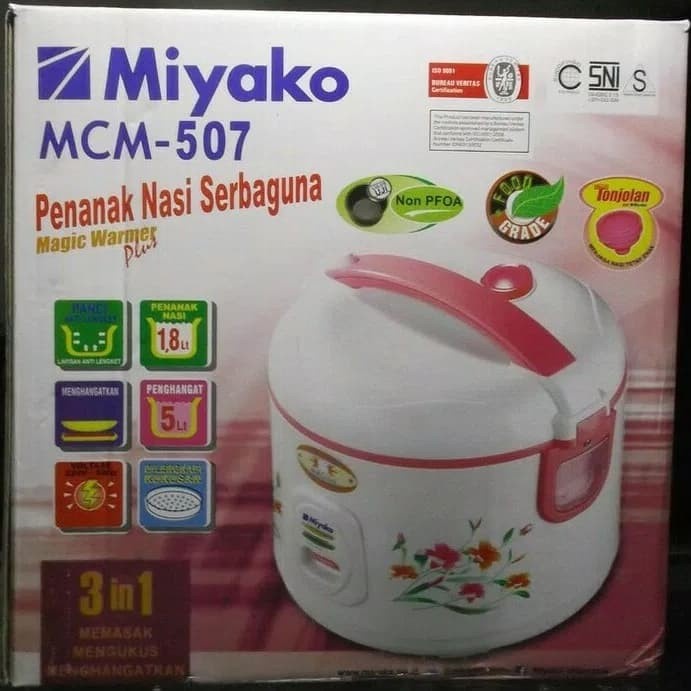 Miyako Magic Com Rice Cooker 3in 1 MCM 507 MCM507 Penanak Nasi Pengukus Menghangatkan 1,8 Liter