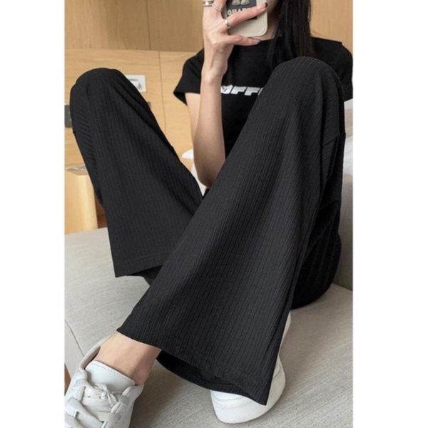 [littlecrab] Celana Panjang Kulot Karet With Label ZHJXBIAO Is The Ultimate Sophistication Loose Cullote Pants Highwaist Celana Karet Stripe Formal Kasual Simple Polos Elegan Berkualitas Premium Quality Korean Style