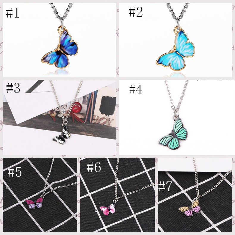 Kalung Kupu-kupu Fashion Wanita Gaya Dingin Sederhana Aksesori Busana Pasangan Pacar kupukupu butterfly Necklace choker titanium perak rantai