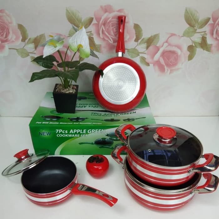 Panci Set Apple Green 7 Pcs ( Hijau , Merah , dan Orange )