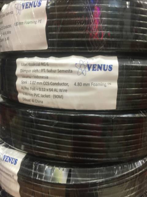 Kabel Antena TV / CCTV / Parabola Coaxial RG6 100Y VENUS (Best Quality)