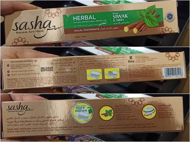 65 gr - Herbal siwak dan sirih - Pasta Gigi SASHA Toothpaste Siwak Halal - Pasta Gigi Herbal Sasha Coklat (Tanpa Box)