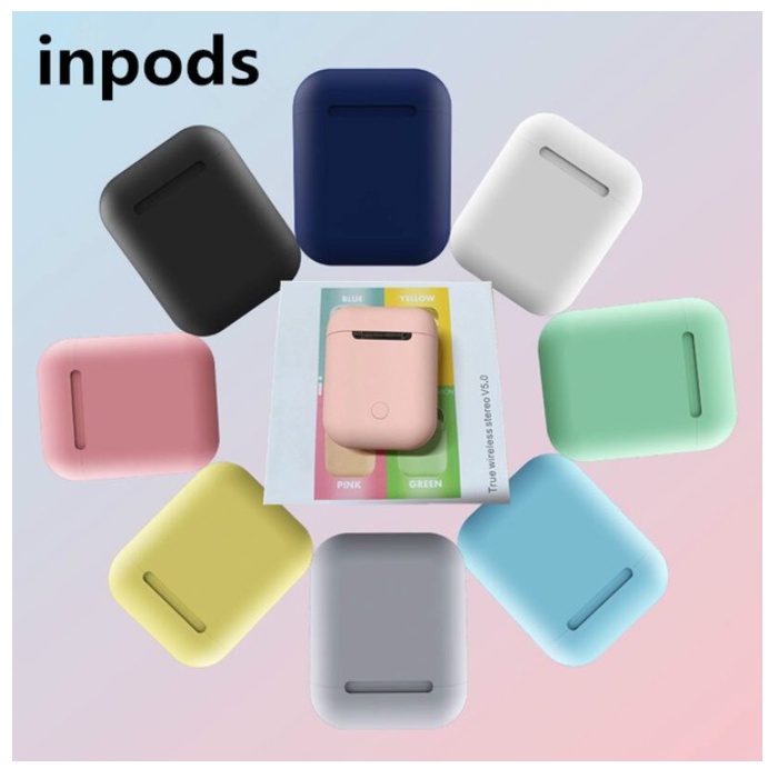 HEADSET INPODS EARBUDS BLUETOOTH WIRELESS TWS I12 MACARON HF ORIGINAL