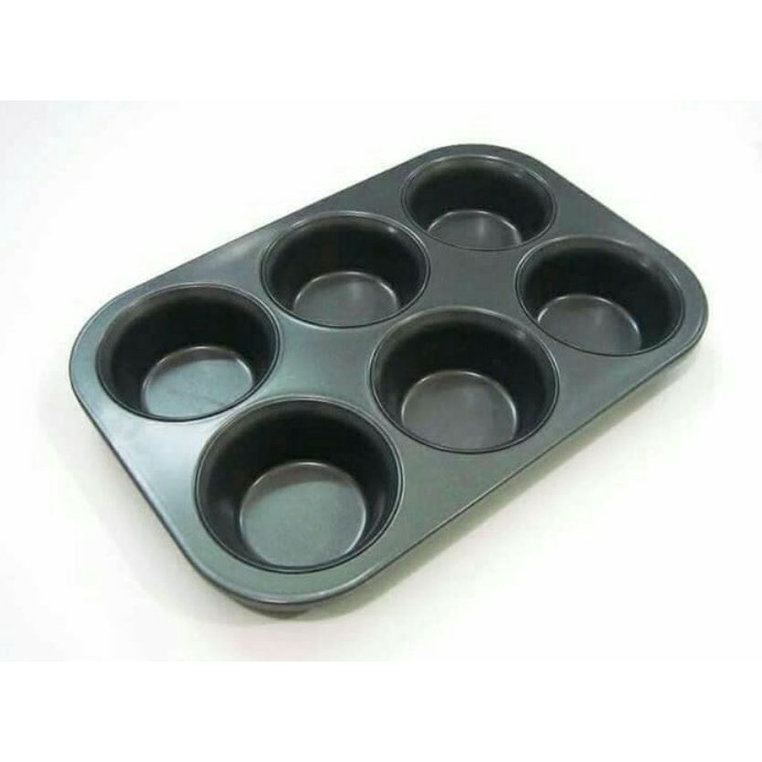 Cetakan Kue Loyang Kue Pastry Non-Stick Loyang 6 Cup Muffin Pan Teflon Peralatan Dapur Premium Termurah