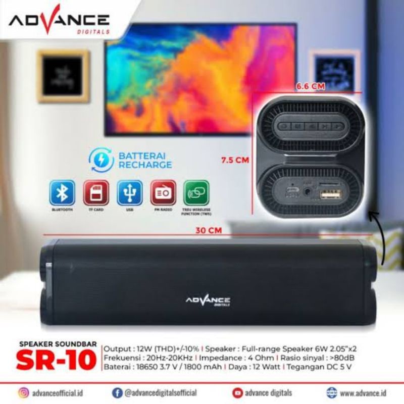 Advance Speaker Soundbar Portable Bluetooth SR 10