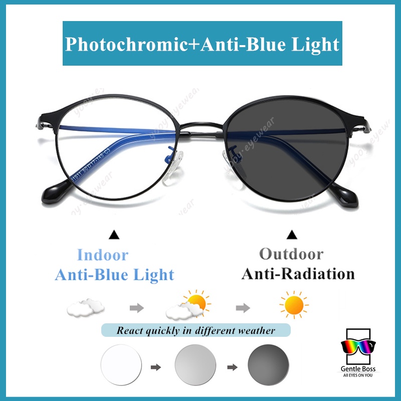 Kacamata Photochromic Anti Radiasi Bentuk Oval Untuk Pria Dan Wanita