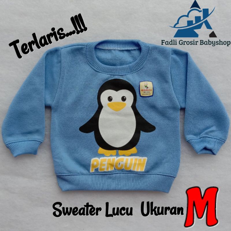 Sweater Bayi Ukuran M Motif Penguin Terbaru