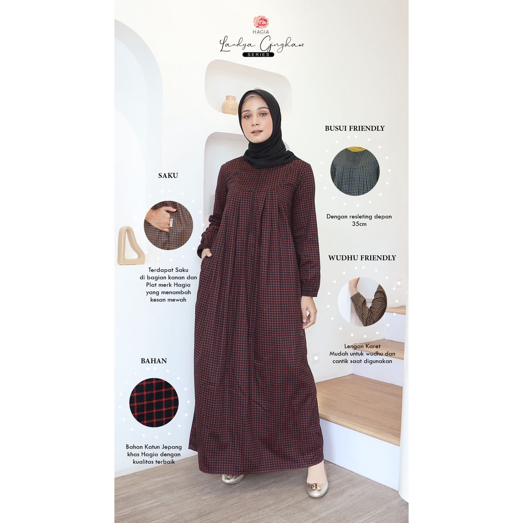 LAUDYA GINGHAM TWO TONE SERIES MOM by hagia indonesia dress katun jepang lembut