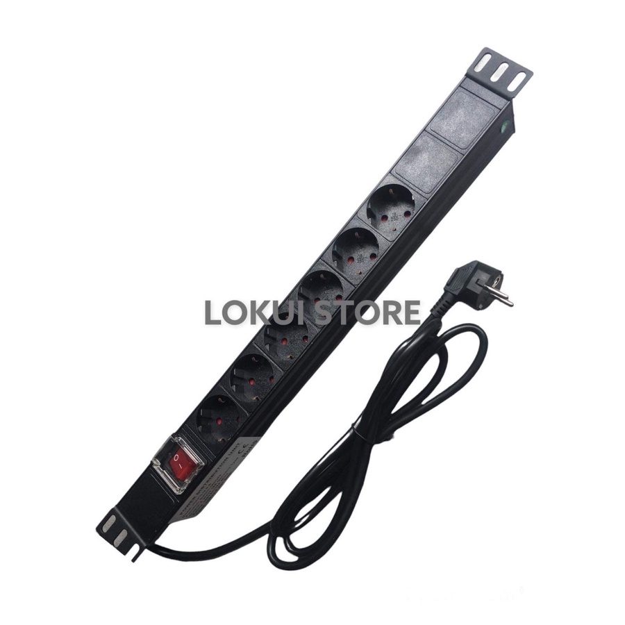 PDU 6 port Rackmounted 19inch 1U Power Distribusi unit  / Stop Kontak