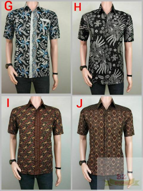 PROMO MURAH BATIK KEMEJA PRIA LENGAN PENDEK SOGAN BLARAK PADI ABSTRAK