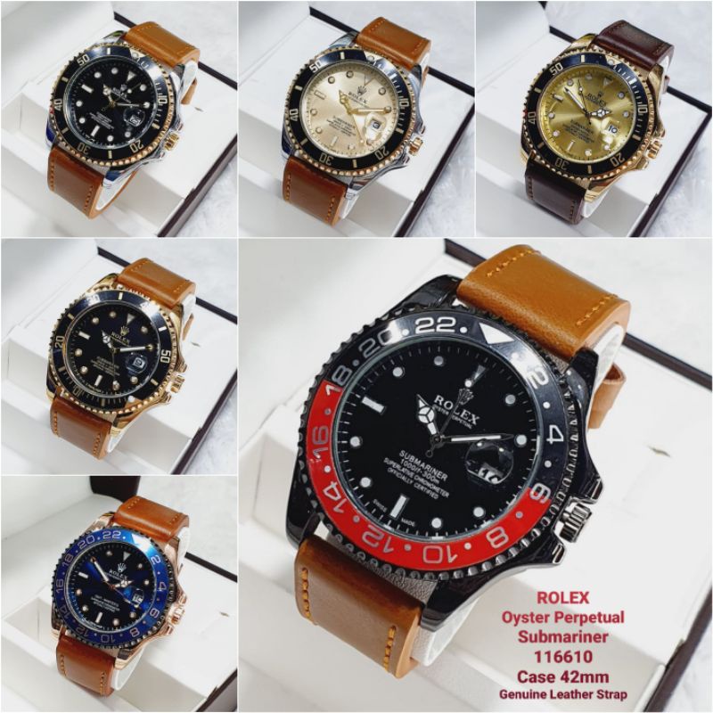 Jam Tangan Pria ROLEX Oyster Perpetual Submariner 116610LR 42mm Genuine Leather Strab
