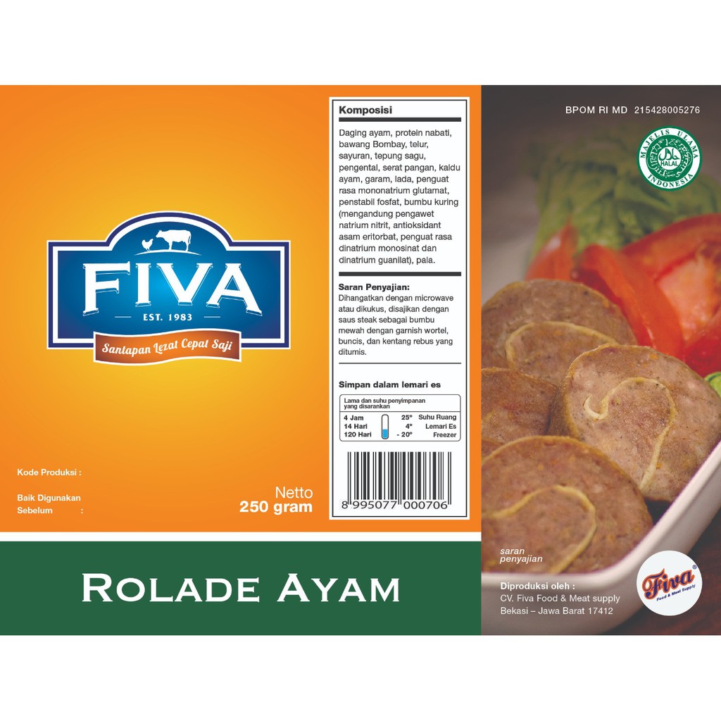 

Fiva Rolade Ayam/Chicken Rollade Netto 250 gram