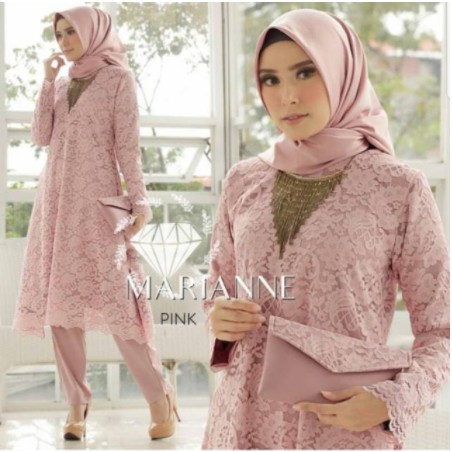 Set Baju Muslim Wanita Remaja Long Tunik Brukat Import Terbaru 2022 Model Kekinian Trandy Setelan Ce