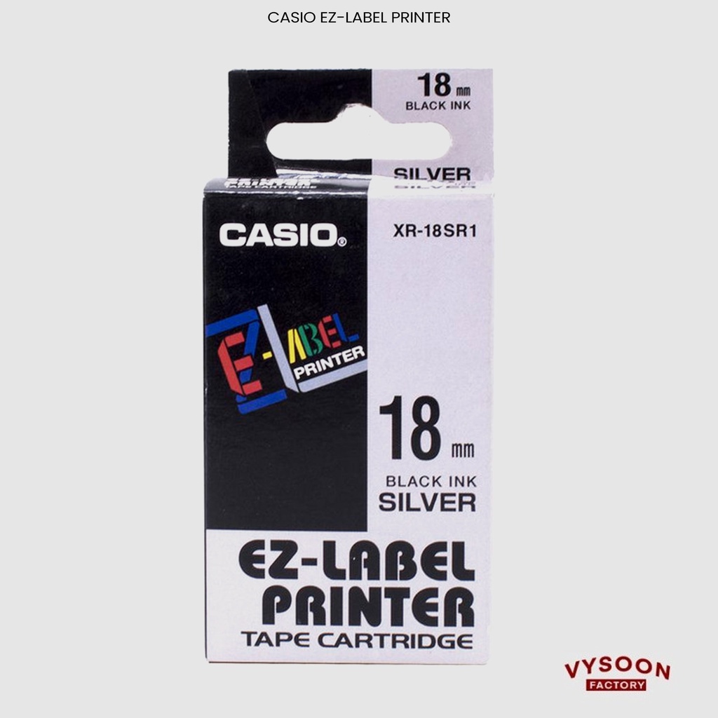 Label EZ Printer Casio Original Tape 18mm Black Silver Color