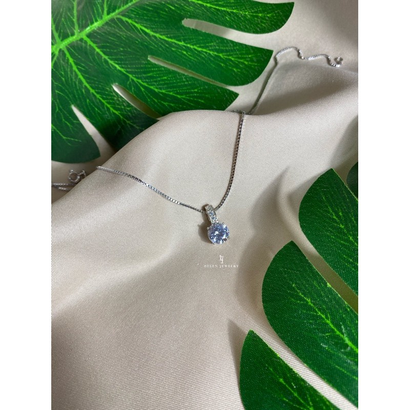 Kalung Italy S925 + Liontin Solitaire With Mini Diamond Zirconia AAA/ PERAK ASLI 925