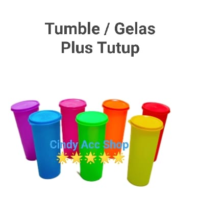 SOUVENIR GELAS PLASTIK PLUS TUTUP WARNA WARNI TUMBLER PLASTIK COLOURFULL CUSTOM NAMA