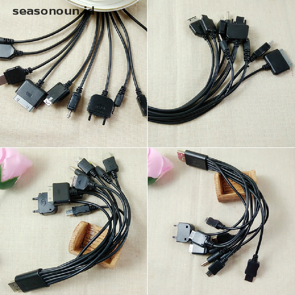 【seasonoun】 10 in 1 Multifunctional Charger USB Cables for Motorola Samsung LG Data Cable ID