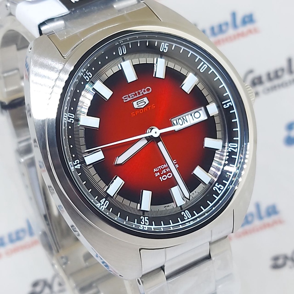 Seiko 5 Sports SRPB17K1 Retro Turtle Red - Jam Tangan Pria SRPB17