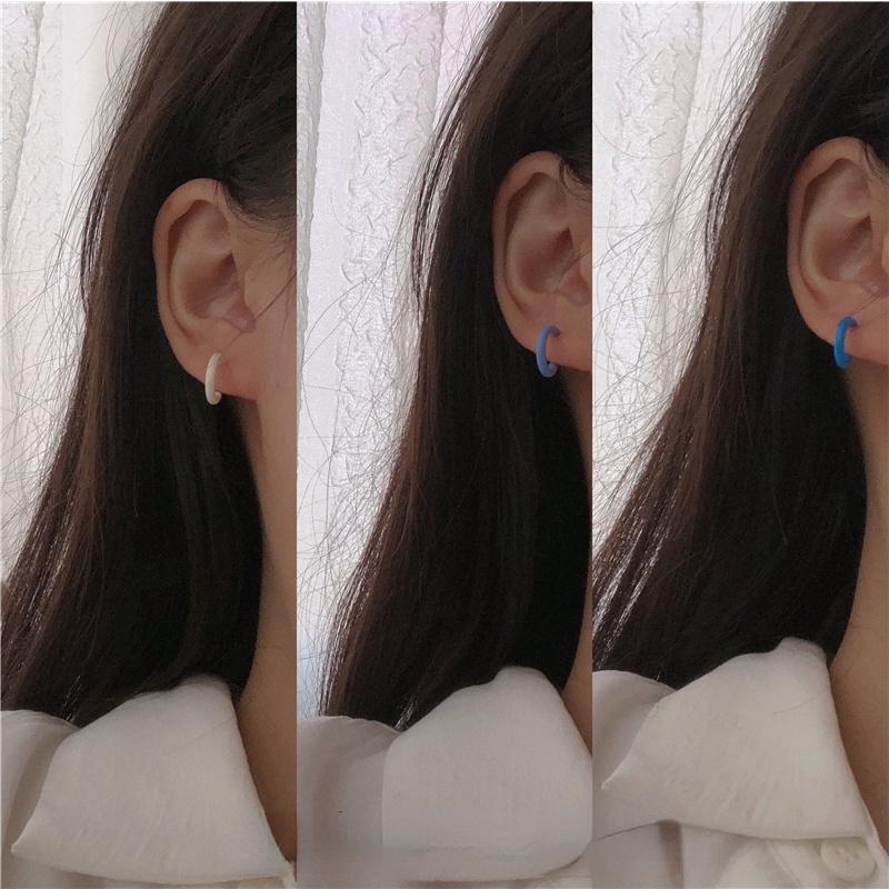 6 Pcs / set Anting Gradien Biru Gaya Korea Untuk Wanita