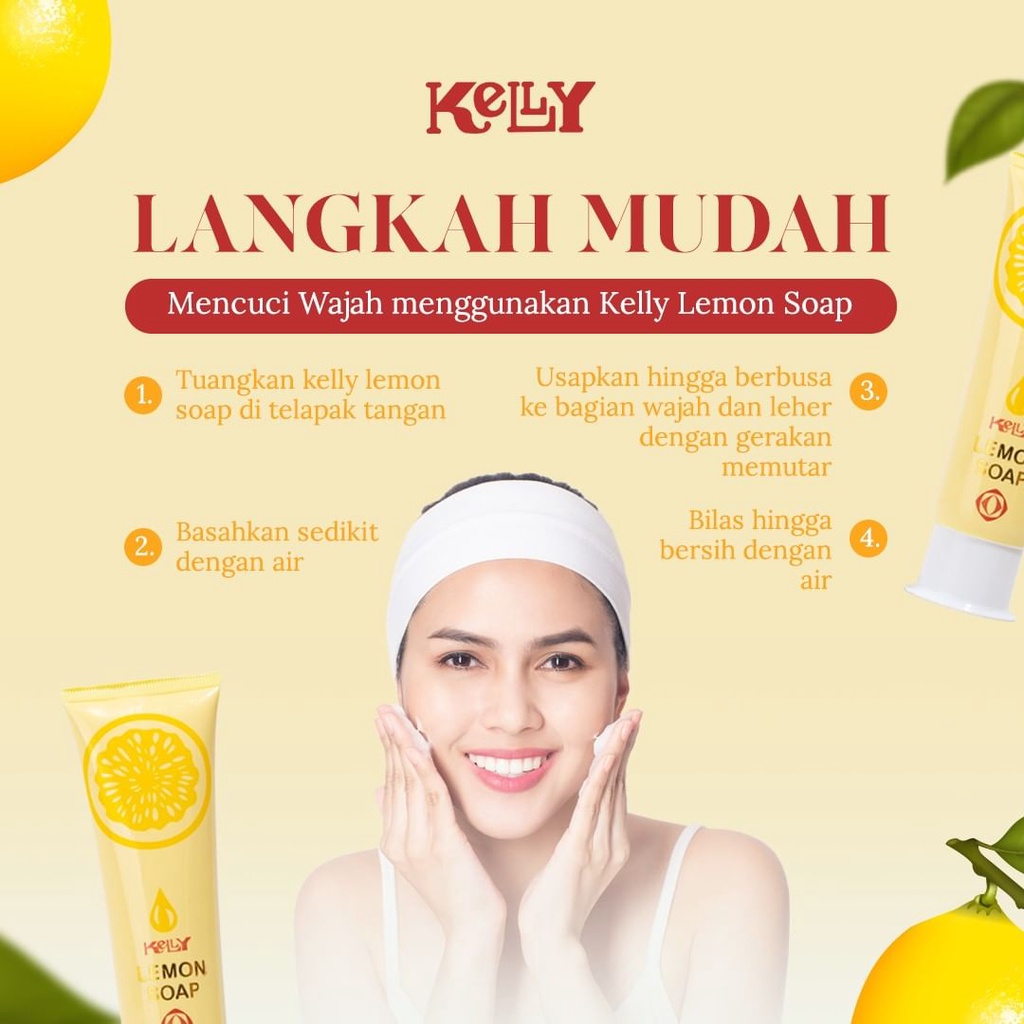 ✿ELYSABETHME✿ KΣᄂᄂY Kelly lemon soap  KECIL 15gr sabun cuci muka facial wash mencerahkan memutihkan bahan alami buah