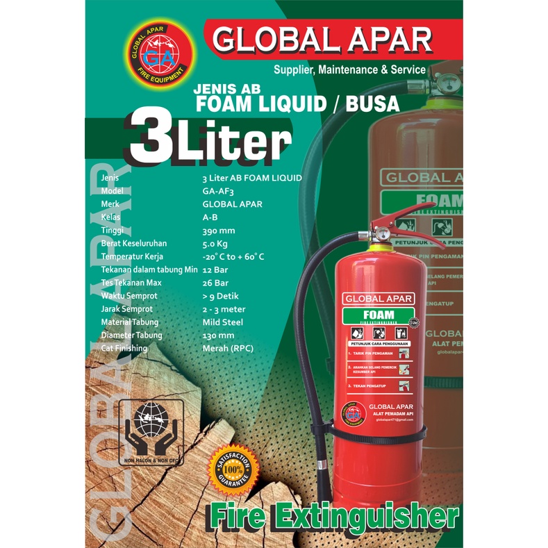 Jual APAR 3Liter AB Foam Liquid/ Busa "GLOBAL APAR"/ Set Komplit ...