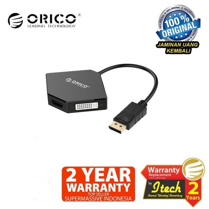 Orico DPT-HDV3-BK - 3 in 1 Display Port to HDMI + VGA + DVI Adapter