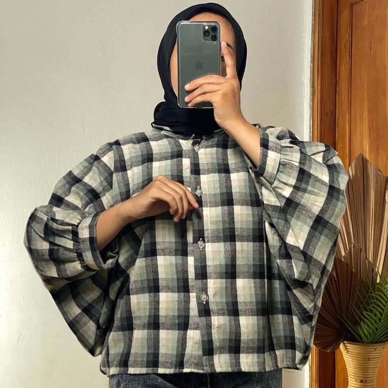 GRETA BATWING FLANEL OVERSIZE / KEMEJA BATWING OVERSIZE SEMIWOOL