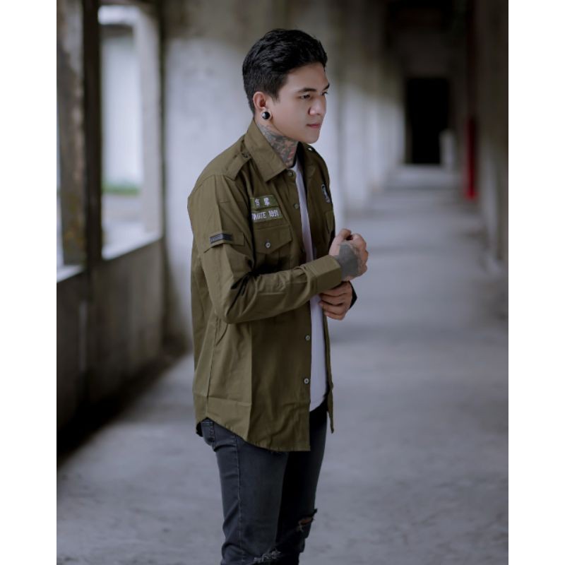 Kemeja Distro Atasan Pria Men Kemeja Cowok Casual F3Z3 Lengan Panjang Tactical BGSR Taktikal Hem Inm