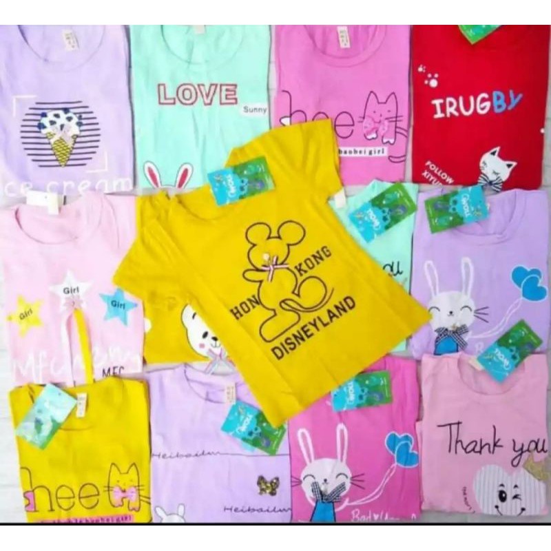 Paket 4 pcs Baju Anak Perempuan Import Usia 6 Bulan - 3 Tahun | 4pcs 100ribu Kaos Anak Cewek Murah