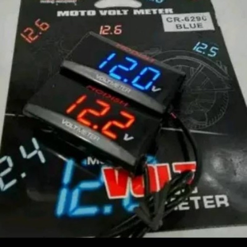 Volt meter Amper Aki Digital 12volt Merek Rizoma Original Warna Merah Biru