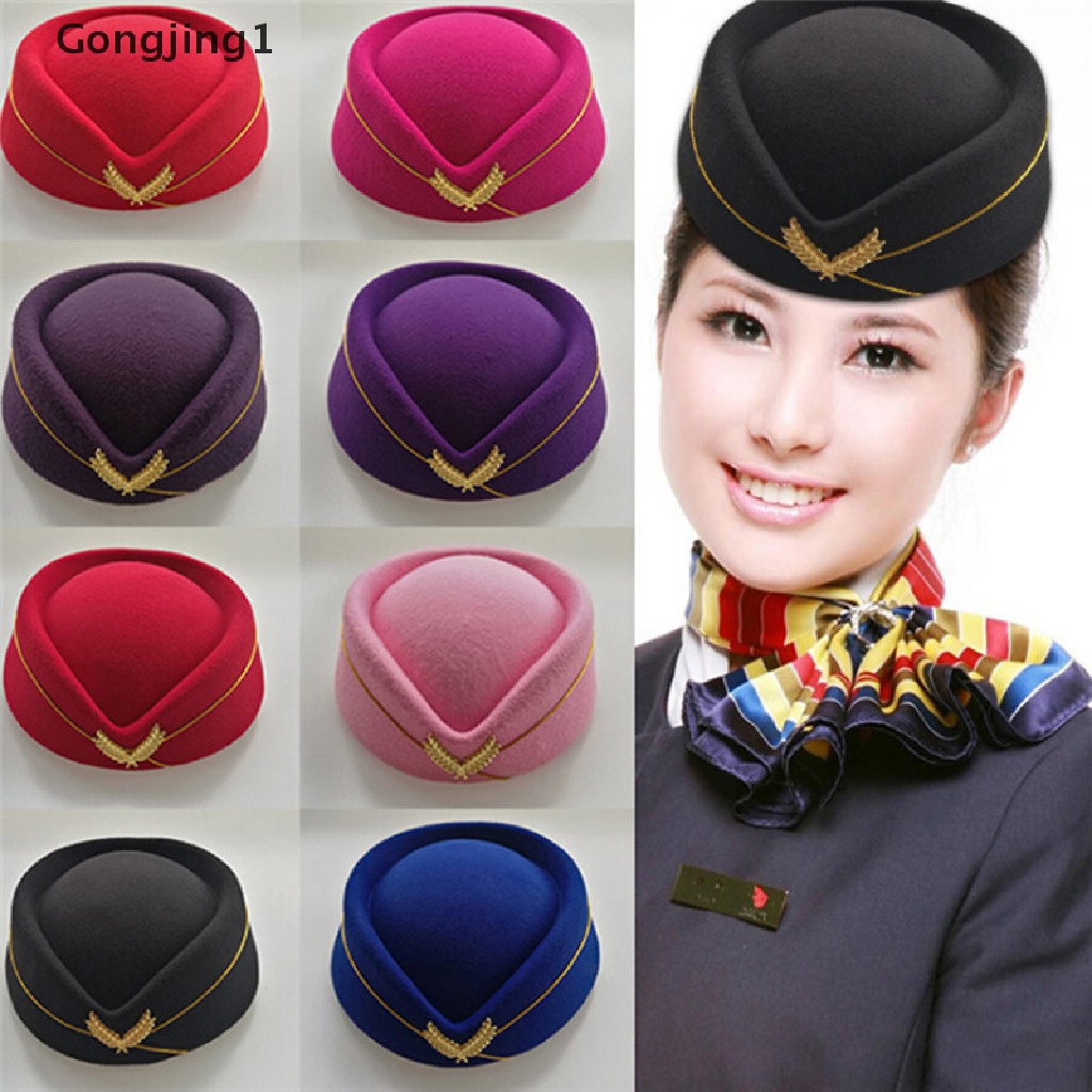 Gongjing1 Topi Pramugari Bahan Wol Untuk Wanita