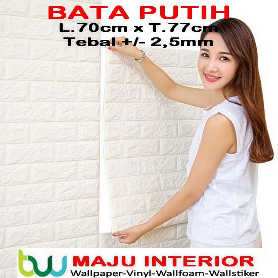 Wallpaper Dinding 3D Foam 70 x 70 cm Motif Batik Stiker-Bata Putih 2,5mm