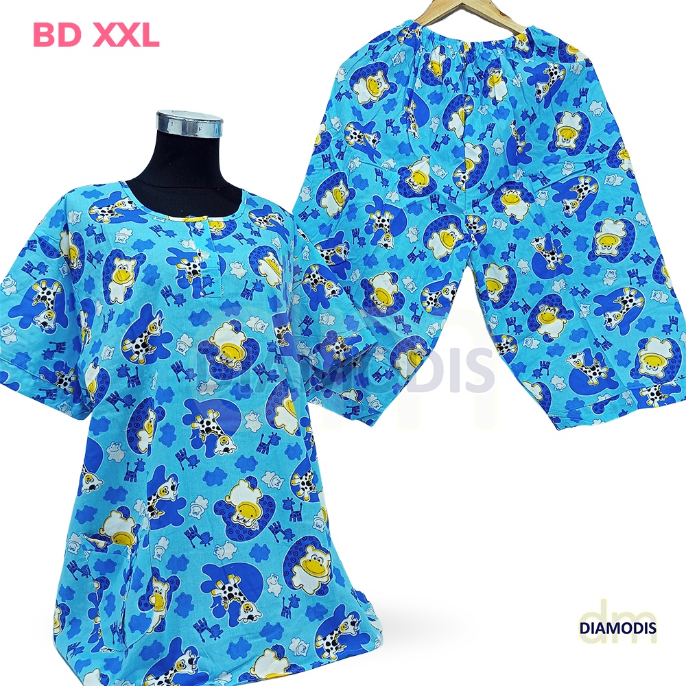 Baju Tidur Merlin Dewasa JUMBO Celana Pendek Setelan Baju Tidur Wanita Bahan Katun LD116 BD XXL