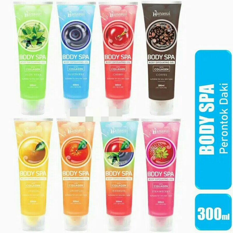 HANASUI Body Spa Exfoliating Gel with Collagen 300ml ( Gel Perontok Daki )