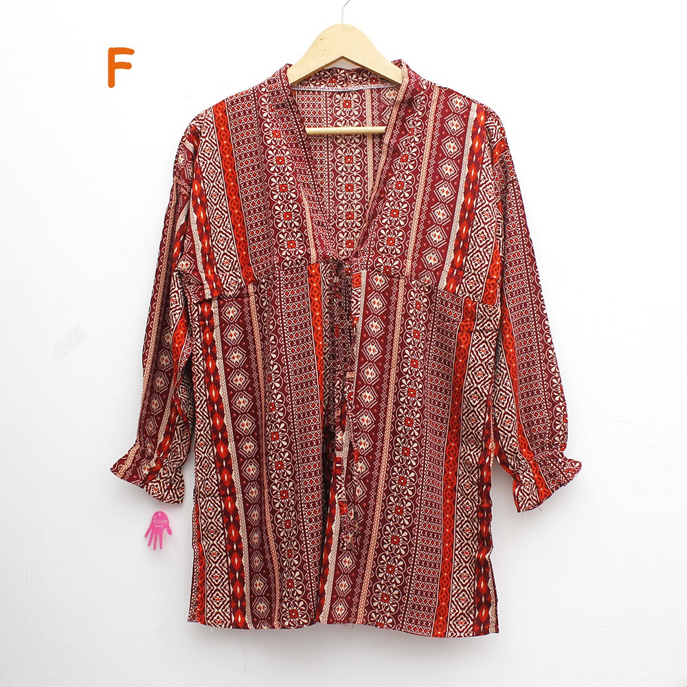 JakartaFashion - cardigan kerut outter bohemian etnic kardigan tali lengan panjang bahan adem batik