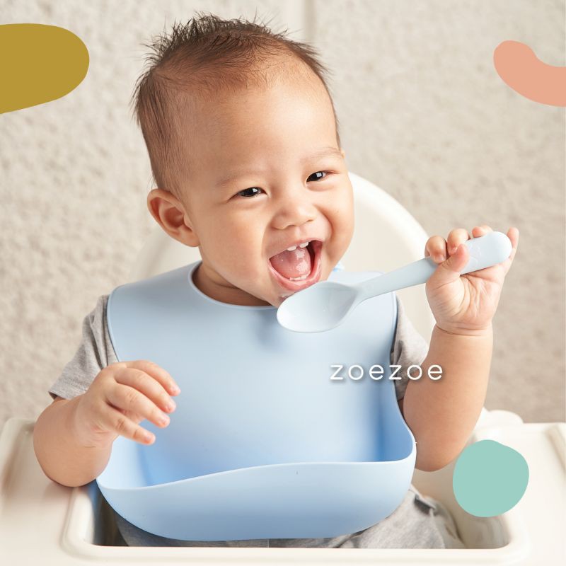 ZOEZOE Silicone Bib / Slabber Premium Celemek Makan Bayi Bahan Silikon