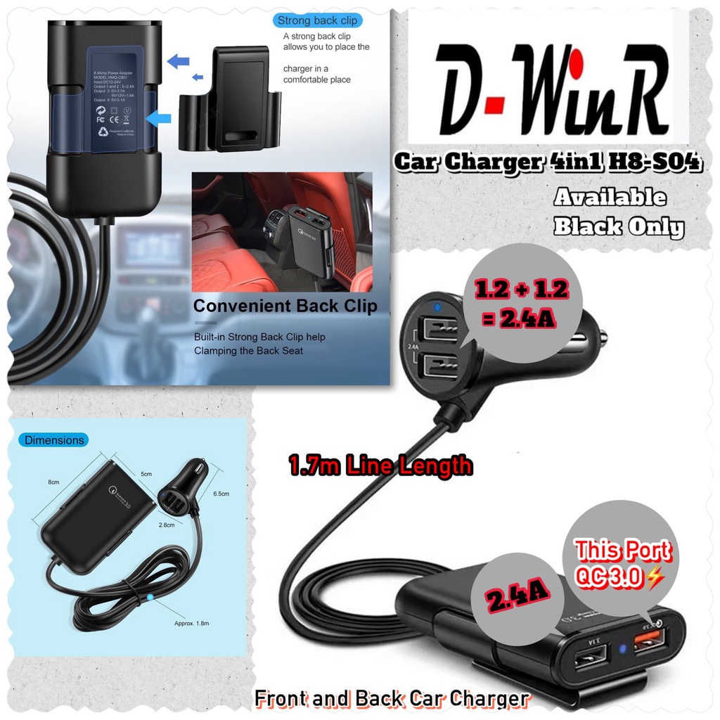 Car Charger/cas mobil/saver 4in1 D-WinR H8-S04