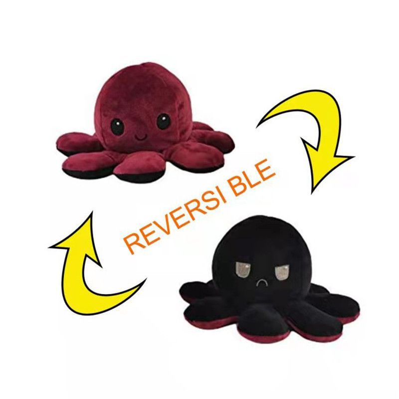 【Ready Stock】50cm Double-Sided Flip Reversible Octopus Plush Toy Marine Life Stuffed Animals Doll Kids Gift