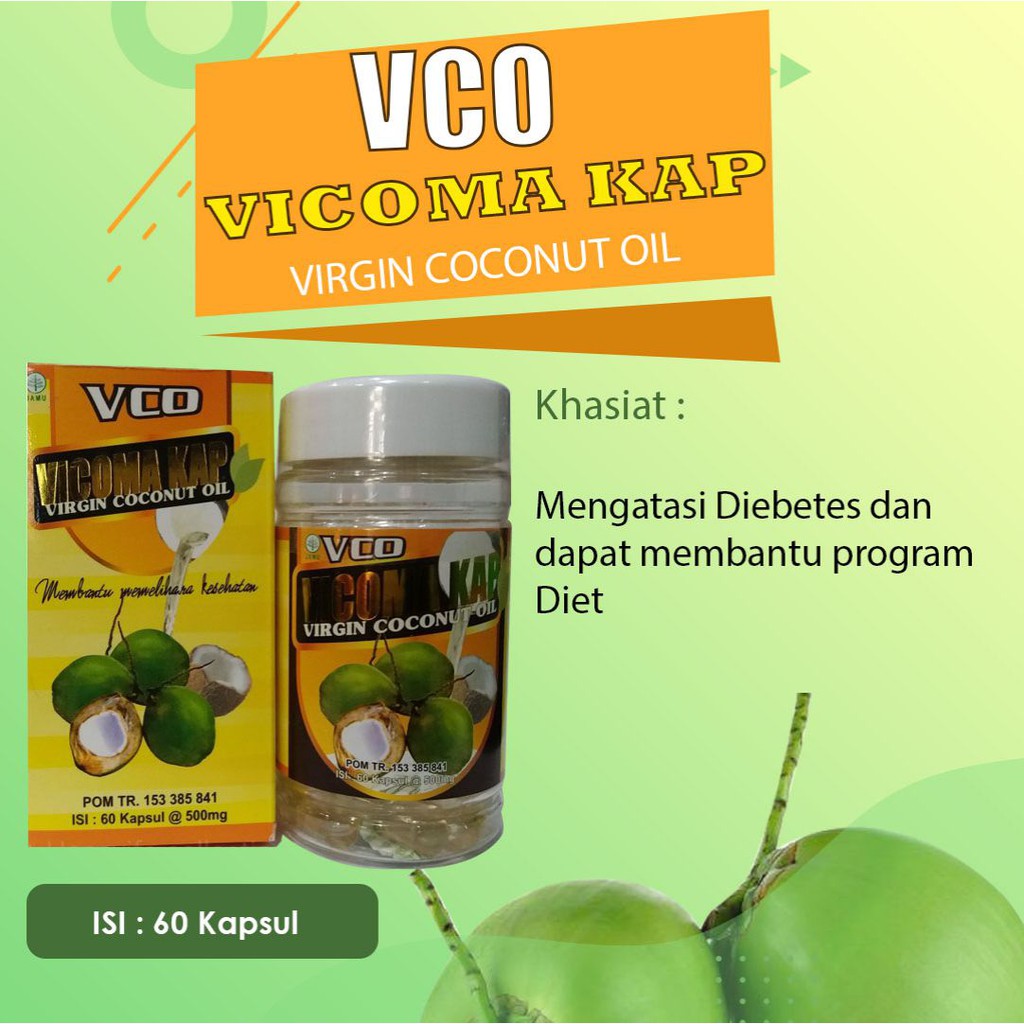 Obat Herbal | VCO Vicoma Kap | Obat Influensa | Obat Kanker | Virgin Coconut Oil | 60 Kapsul