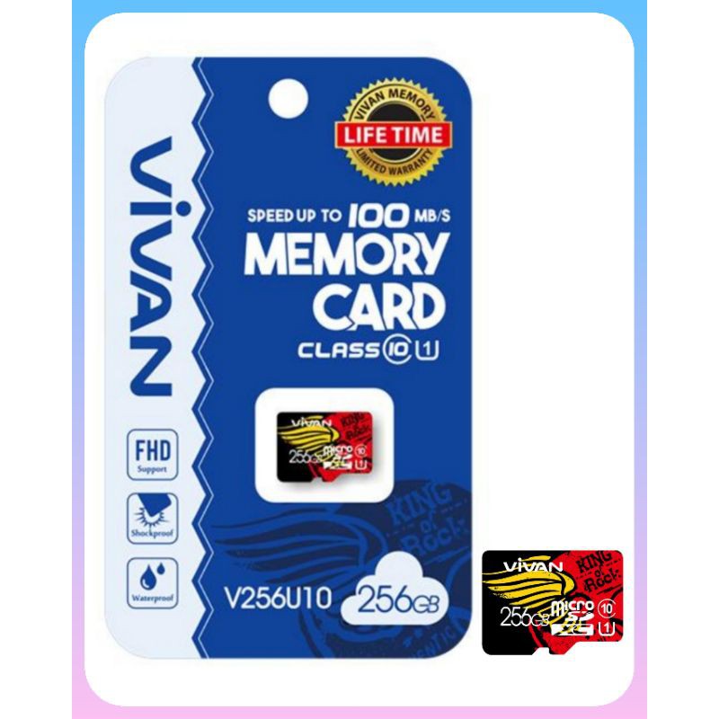 Micro SD Vivan 256GB V256U10 Class 10 - Memory Card MMC original