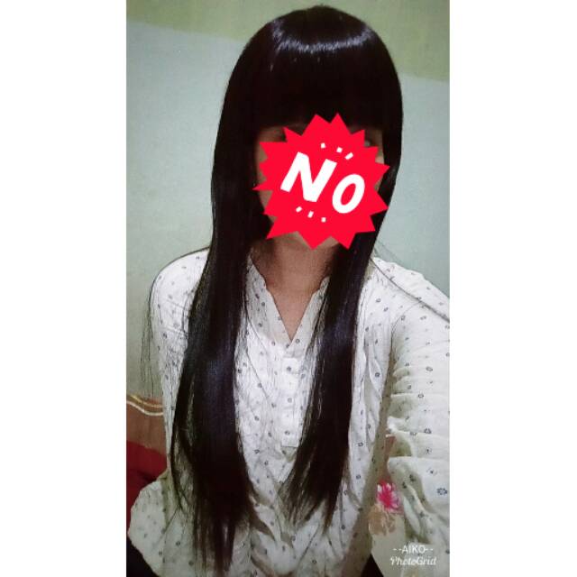 Wig hitam poni lurus panjang sepinggang / Wig Chitanda Eru