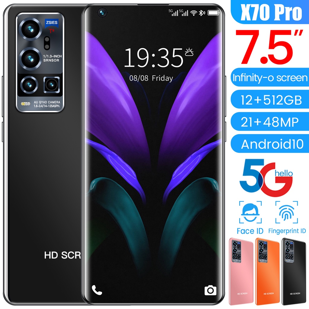 X70 pro Smartphone 12GB+512GB Terbaru Asli HP Android Murah 7.5Inci Gaming Full Screen Handphone 4G/5G Global Version